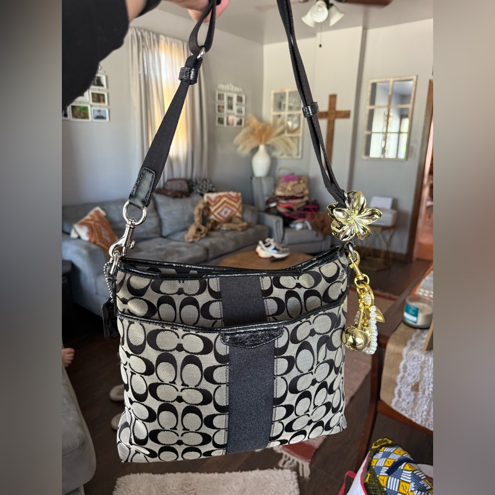 Coach Monogram Black and gray shoulder/ crossbody Handbag